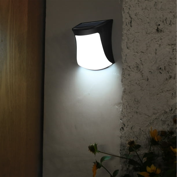 Apliques Solares de Pared, Iluminado Exterior Impermeable, Energía Solar, Encendido y Apagado Automático, Diseño de Ahoro de Energía, para Vallas de Jardín, Pasillos y Patios, Fácil Instalación, Blan