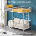 thumbnail image 2 of Zimtown Upgrated Twin Loft Bed with Ladder Metal Bunk Bed with Flat Step Ladder, White, 2 of 10