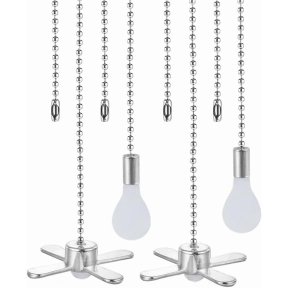 4Pcs Pull chain,Ceiling Fan Pull Chain Ornaments Extension Chains with Decorative Light Bulb and Fan Cord 12 Inches Fan Pull Chain Set