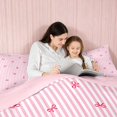 thumbnail image 4 of Erosebridal Line Art Bow Stripe Twin Comforter Sets for Girls, Minimalist Girly Ditsy Print Bedding Set, Pink Reversible 2pcs 1 Comforter and 1 Pillowcase, 4 of 6