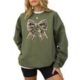thumbnail image 2 of Ink Printed Image NOT Fabric and Pearls Camo Coquette Bow with Pearl Trim Sweatshirt Army Green Sweatshirt Adult Large, 2 of 8