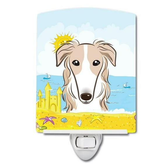 Caroline's Treasures BB2096CNL Borzoi Summer Beach Ceramic Night Light, 6x4x3", multicolor
