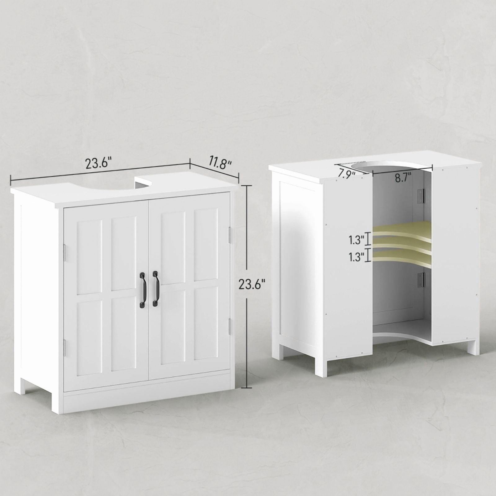 Alvantor Pedestal Sink Storage Cabinet with Adjustable Shelf & Barn Doors for Bathroom 23.6"x11.8"x23.6" White