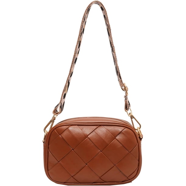LHSHID Crossbody Bags for Women Small Design Leather Crossbody Camera Bag Shoulder Purse with Guitar Strap