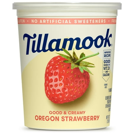 Tillamook Oregon Strawberry Low Fat Yogurt, Blended, 32 oz Tub