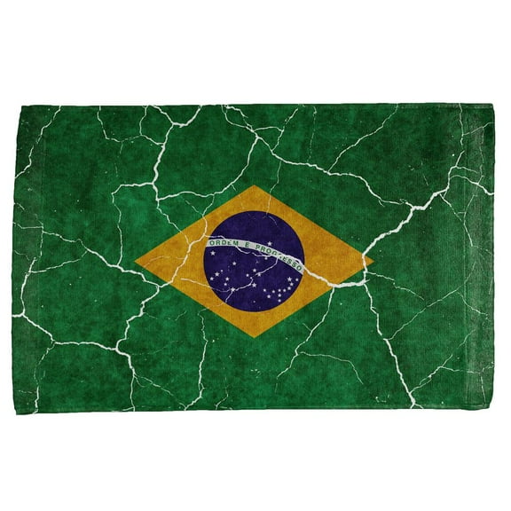 Distressed Brazilian Flag All Over Hand Towel