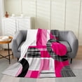thumbnail image 1 of Erosebridal Pink Abstract Throw Blanket for Couch, Chic Circle Plush Blanket, Futuristic Minimalism Decor, 1 of 7