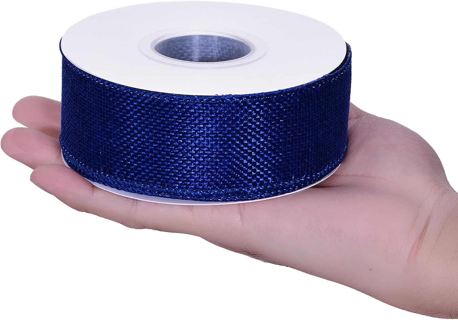 Burlap Dark Blue Wired Ribbon, 1 1/2 inch 10 Yard, Jute Ribbon for Decoration Bows Craft Gift Wrapping Wreath Sewing