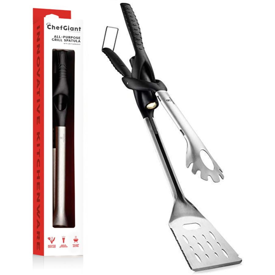Chefgiant Grill Tongs & Spatula with Flashlight for BBQ Stainless