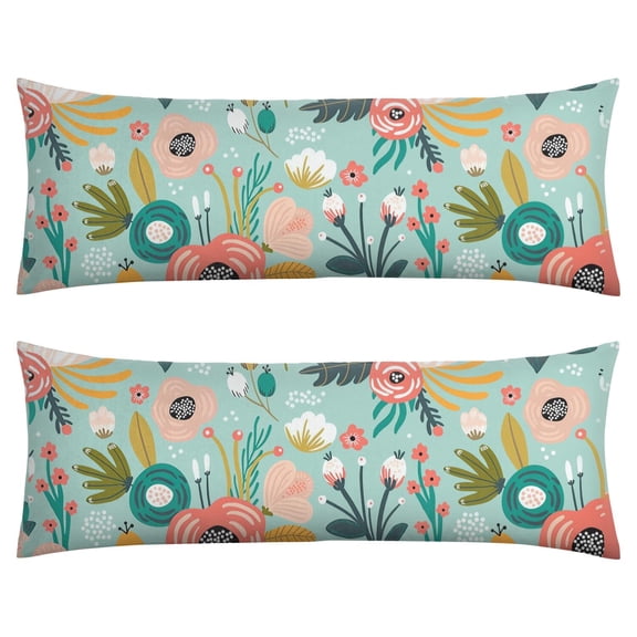 Sunflower Daisy Illustration Body Pillow Cover 20x54 - Floral Leopard Print Long Pillow Case with Zipper - Soft Breathable Maternity Pillowcase - Full Body Pillow Protector - Bed Pillow Cover