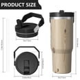 thumbnail image 4 of 30oz Tumbler with Handle, Insulated Stainless Steel Cup with Flip Straw Lid, Leak-Proof & Cup Holder Friendly for Travel and Sports ,Wood Print, 4 of 6