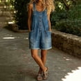 thumbnail image 6 of SAWOBUUN Women Denim Overalls Shorts Loose Fit Jean Romper Sleeveless Adjustable Straps Casual Dungarees, 6 of 7