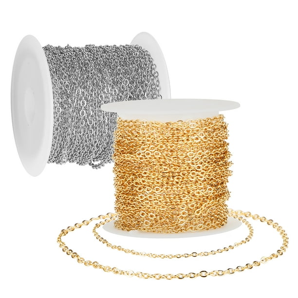 Tsv 16 4 Feet 2mm Width Stainless Steel Curb Chain Bulk Oval Link Cable Chains With Spool Non Welded Cross For Diy Jewelry Necklace Making Golden Silver Com - Tsv Custom Pendants