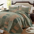 thumbnail image 5 of 3-Piece California California King Size Quilt Set - Orange Paisley Bedspread Coverlet with 2 Pillow Shams, Microfiber, 5 of 8