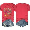 thumbnail image 3 of Blusas de Verano de las Mujeres Flor Impresa Cuello Redondo Manga Corta Superior, Verano Superior de las Mujeres, 3 of 4