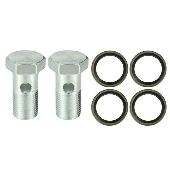 2 Set Universal Auto Banjo Bolt Brake Line Fitting Adapter Kit M18 x 1.5 with 18mm ID Washer