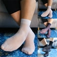 thumbnail image 5 of Men Socks Short Elastic Ultra-thin Silky Silk Stockings Business Dress Stockings, 5 of 9