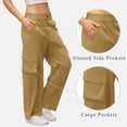 thumbnail image 5 of AherBiu Juniors Cargo Pants for Women Elastic Waisted Straight Leg Hiking Casual Loose Fitted Work Cargos with Multi Pockets(X-Large,Khaki), 5 of 6