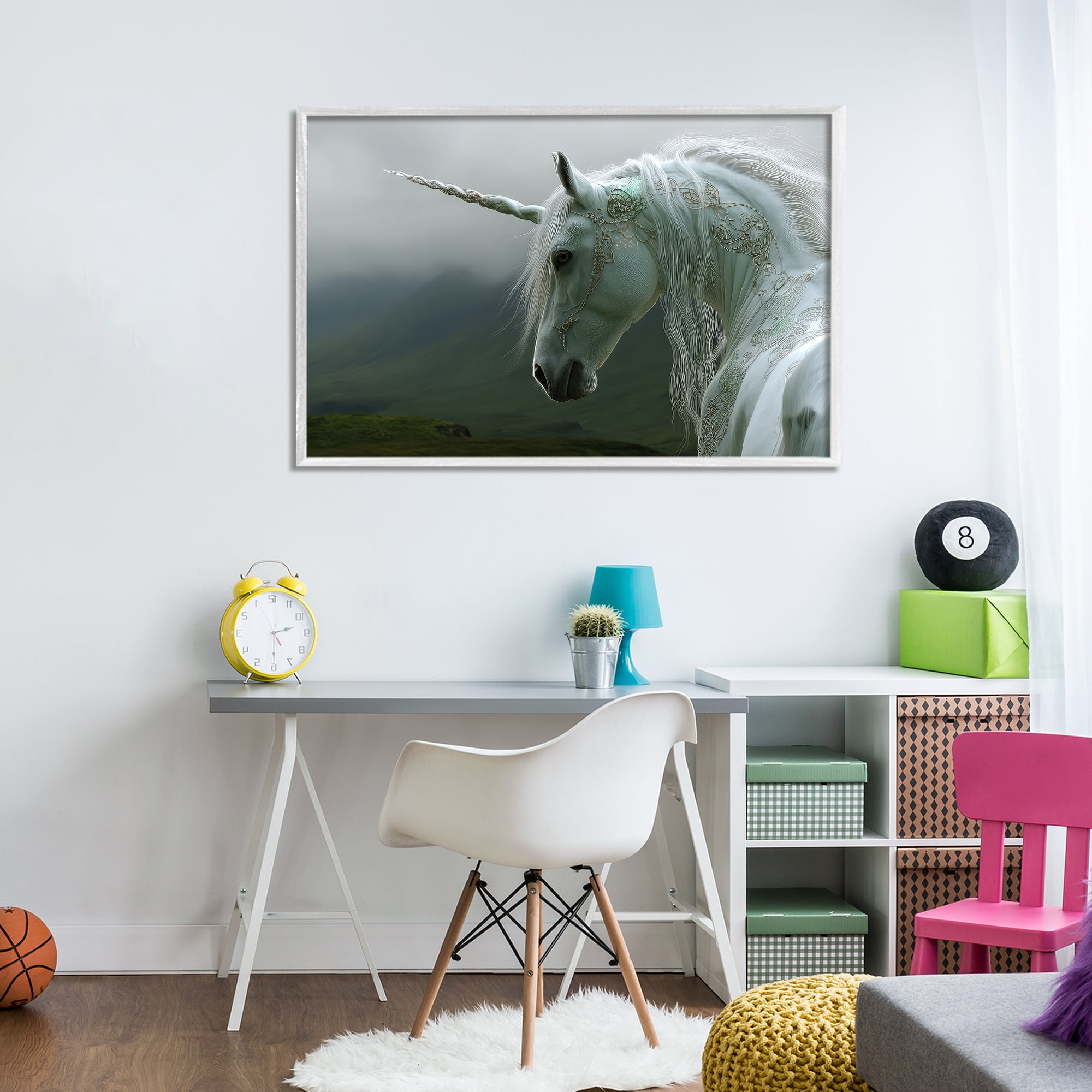 Stupell Industries Dreamy Celtic Unicorn White Framed Giclee Art, design by The Wands Want