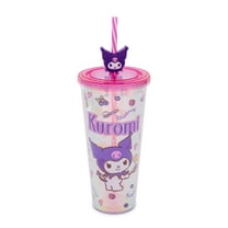 Sanrio Kuromi Iridescent 24-Ounce Carnival Cup With Lid and Straw Topper Charm