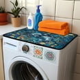 thumbnail image 3 of ZIATUBLES Dust Cover Pad for Washer Dryer Water Resistant Washing Machine Top Protector Mat for Laundry Room Home Multi Use Home Decor Accessories, 24 x 19.7 Inch, Dolphin Moon Floral Leaf, 3 of 7