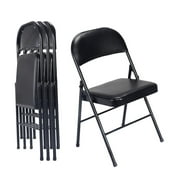 كراسي UBesGoo 4 Pack القابلة للطي كراسي الزفاف المبطنة المبطنة مع إطار معدني Home Office Party Use، Black