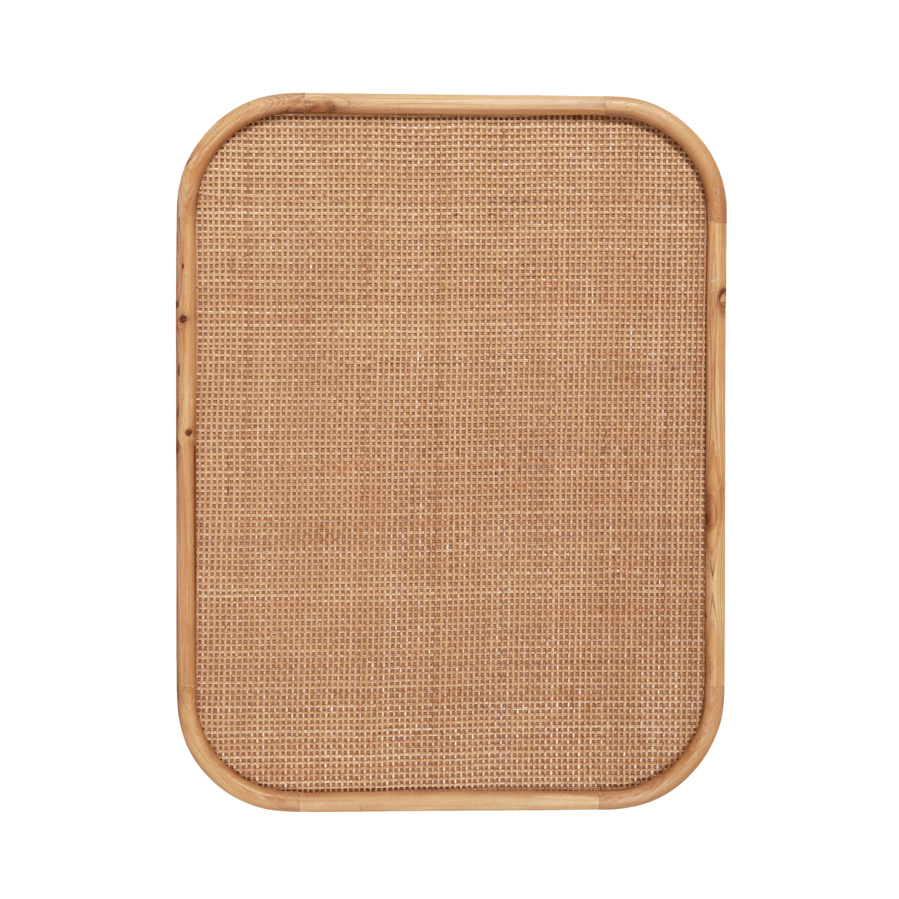 Kate and Laurel Planche Modern Rattan Wall Pinboard, 20 x 26, Natural Wood, Boho Rounded Rectangle Wall Organizer for Use as Cork Board, Vision Board, or Bulletin Board