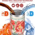 thumbnail image 3 of 30oz Pioneer Colorful Floral Stainless Steel Flip Straw Tumbler with Lid and Straw Spill Proof Travel Cup Double Wall Vacuum Insulated Coffee Mug with Top Handled Crimson, 3 of 7