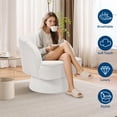 thumbnail image 3 of Modern Swivel Barrel Accent Chair, 360° Teddy Fabric Upholstered Armchair with Striped Backrest & Plush Padding, Comfy Round Lounge Chair for Living Room, Bedroom, Reading Nook, Beige, 3 of 8