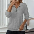 thumbnail image 2 of ManxiVoo Womens Solid Color Lapel Collar Zipper Sweatshirt Long Sleeve Casual Comfortable Modern Casual Wear Top XXL Size Grey, 2 of 6