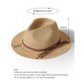 thumbnail image 3 of Gorro de playa DOFOWORK Sun Straw Fedora para mujer, color caqui, 3 of 6