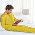 thumbnail image 5 of KLL Yellow Glitter Sleepwear Mens Flannel Pajamas,Long Cotton Pj Set, 5 of 7