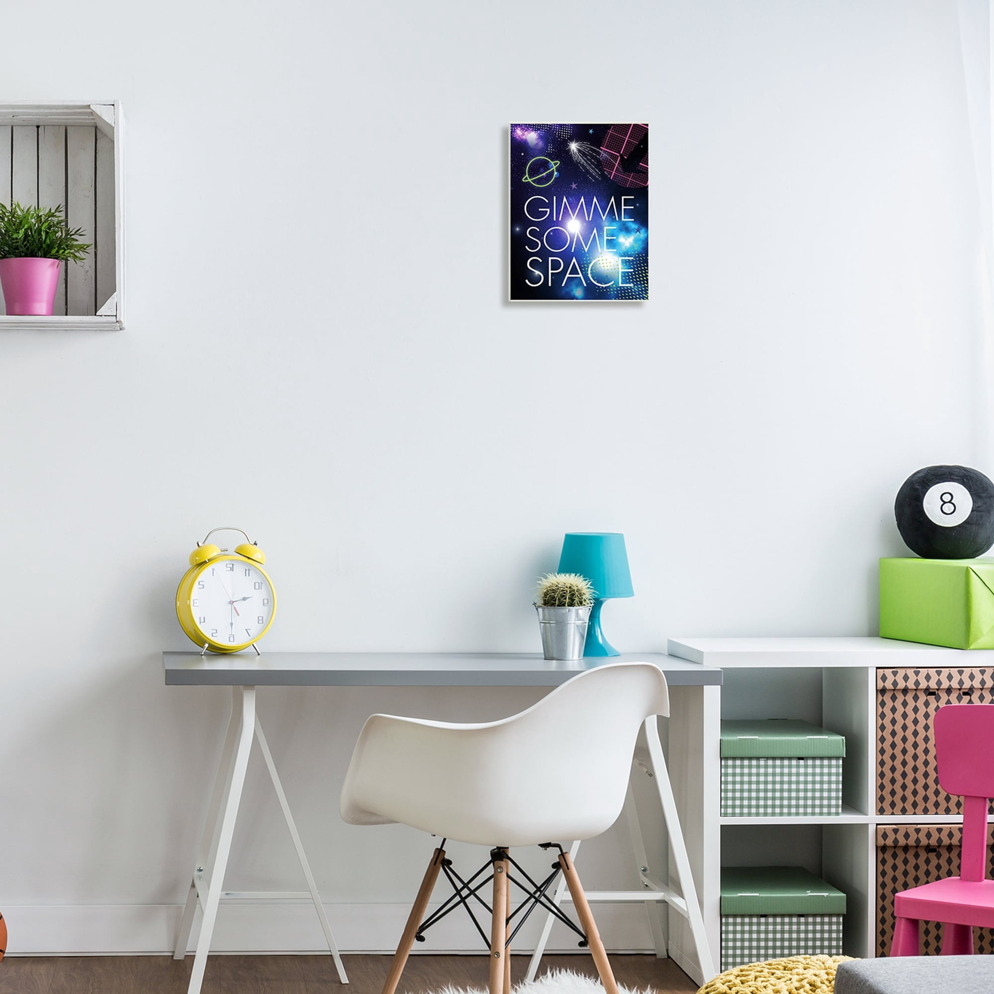 Stupell Industries Gimme Some Space Phrase Patterned Galaxy Stars Wood Wall Art, 13 x 19, Design by Jennifer Ellory