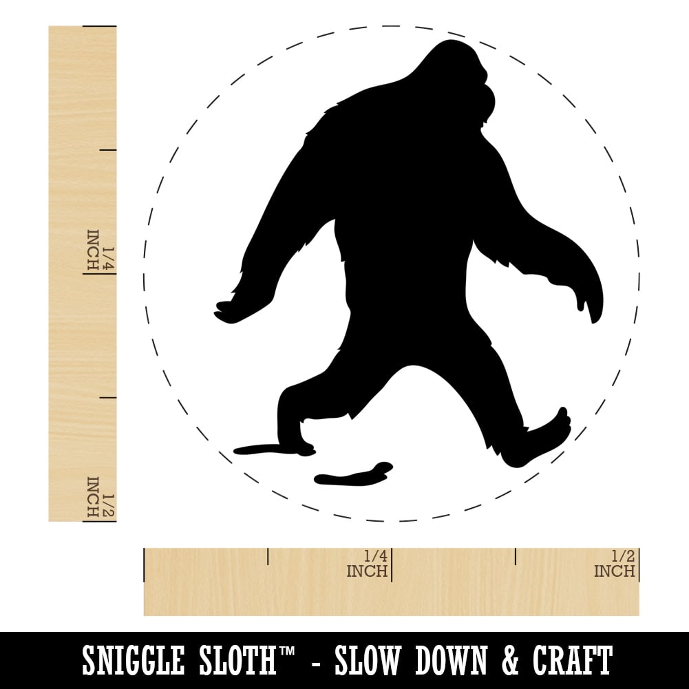 Bigfoot Sasquatch Walking with Footprint Trail Self-Inking Rubber Stamp Ink Stamper - Dry Pad (No Ink) - Mini 1/2 Inch