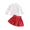 thumbnail image 2 of goowrom Girls Clothes Set, High Neck Lace Hem Pullover and Solid Color Skirt, 2 of 9