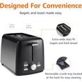thumbnail image 3 of walmart Basics 2 Slice Toaster, With 7 Browning Settings, Extra Wide Slots For Bagels and Special Breads, Removable Easy-to-Clean Crumb Trays, Cancel/Defrost/Bagel Buttons, 800W, Black & Silver, 3 of 5