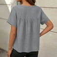 thumbnail image 4 of Women's Linen T-Shirt, Raglan Sleeve Short Sleeve Button Down Shirt, Lightweight Cotton Linen Blend Casual Summer Top for Beach, Daily Wear and Outfits Grey M, 4 of 7