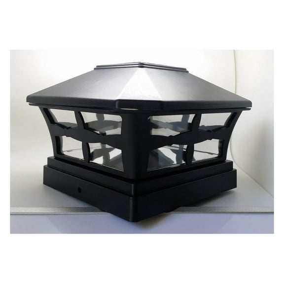 6 Piece Solar Black Finish Post Deck Fence Lights for 5" X 5" Vinyl/PVC or Wood Posts with White LEDs and Clear Lens