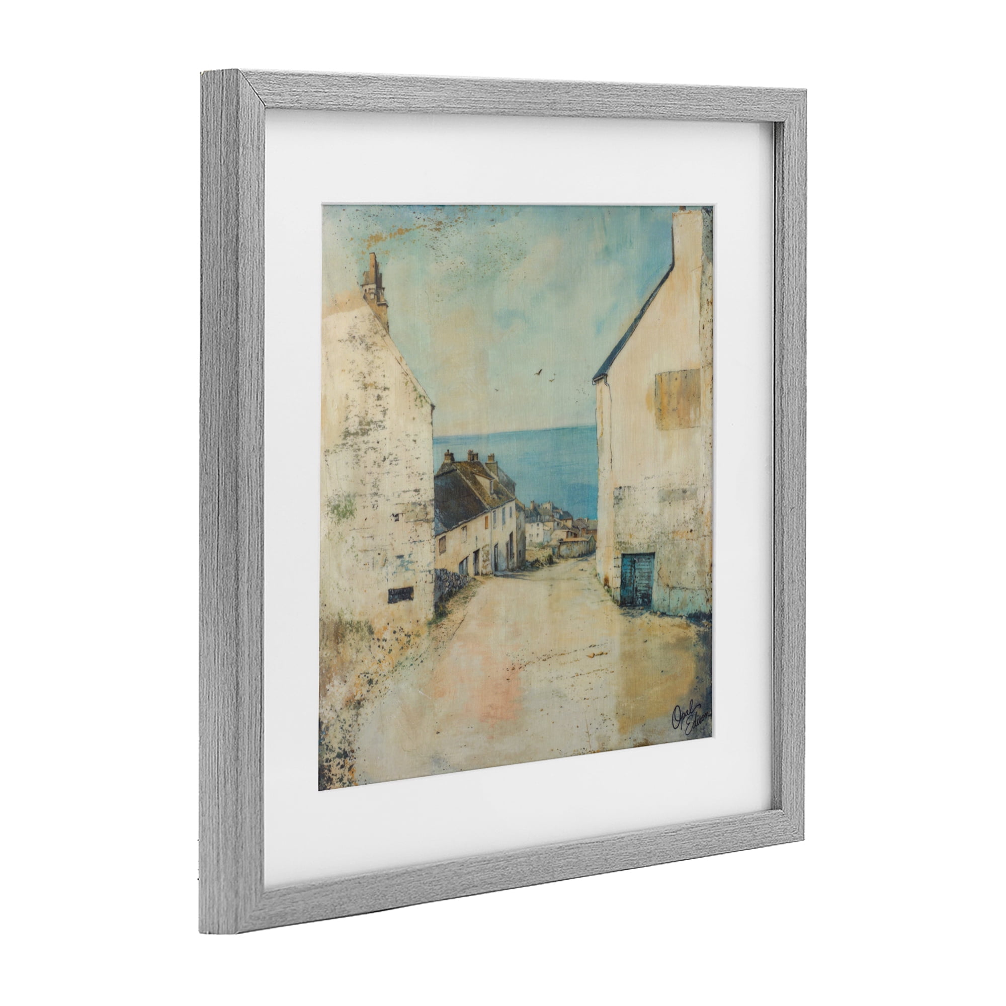 Stupell Industries Coastal Town Walk Gray Framed Print Under Glass, design by Opal Edison