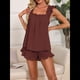 thumbnail image 5 of Conjunto de Pijama de 2 Piezas para Mujer con Volantes, Camiseta Sin Mangas y Pantalones Cortos Suaves, Pijama de Novia para Mujer. Marrón XL, 5 of 10