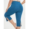 thumbnail image 5 of FlorCurve Plus Size Capri Leggings for WomenTummy Control Yoga Pants Stretch Workout Leggings, Blue 3XL, 5 of 7