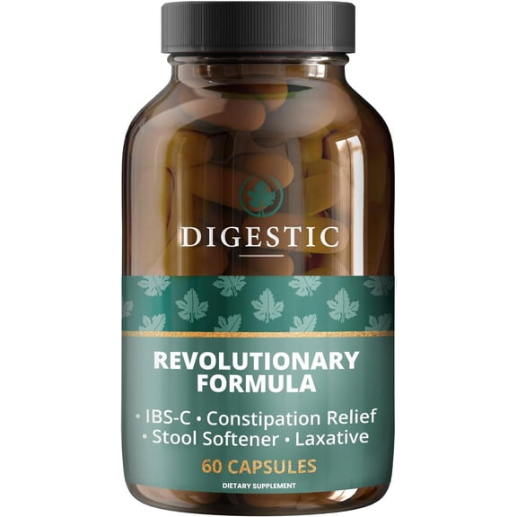 Digestic - Laxative for Constipation Relief, Stool Softener for IBS Severe and Strong Constipation 100% Natural - 60 Capsules - Colon Cleanse, Detox Cleanse, Gas and Bloating Stomach Relief for Adult