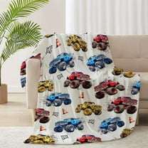 1 Mon-Ster Truck Flannel Lightweight Blankets Quilt Plush Fleece Soft Bedding Throw Blanket for Couch and Bed 50"x40" for Kids