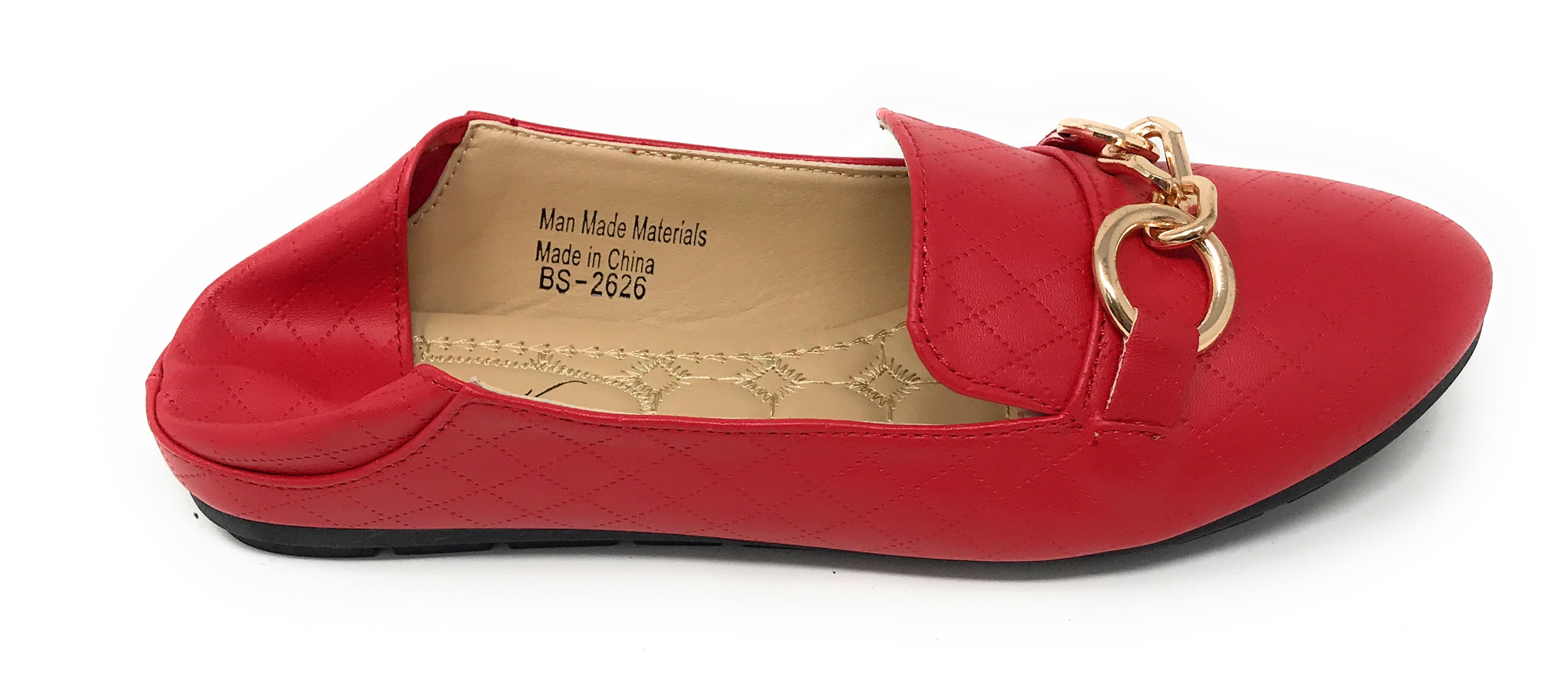 Victoria K Women's Foldover Quilted Gold Chain Ballerina Flats
