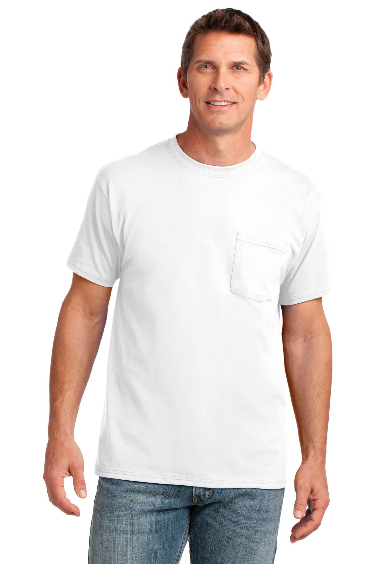 Port & Company Mens 54 oz 100% Cotton Pocket T Shirt 