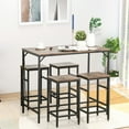 thumbnail image 5 of Nmkwnr Dining Table Set, 1 Pc Bar Table & 4 Stools Set, Space Saving for Pub & Kitchen, Black + Brown, 5 of 9