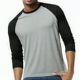 thumbnail image 5 of Men's 3/4 Sleeve Crew Neck Baseball Shirt, Casual Dynamic Cotton Raglan T Shirts, Black/Light Gray L, 1 Pack, 5 of 7