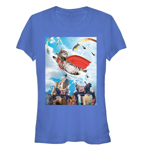 Junior's Lost Gods Super Kitten Graphic Tee Royal 2X Large