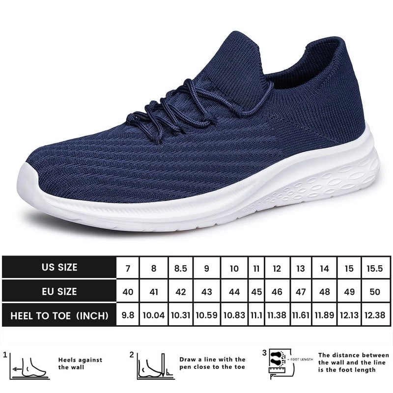 vibdiv Mens Slip On Walking Shoes Lightweight Breathable Non Slip Running Shoes Comfortable Fashion Sneakers for Men Navy Size 8.5