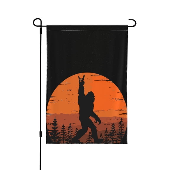Funny Retro Bigfoot Rock Roll Garden Flag 12.5 X 18 Inch Double Sided, Decorative Flag Balcony Courtyard Indoor Welcome Garden Flag